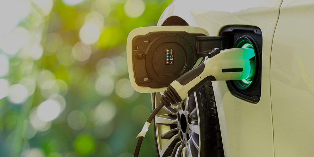 Electric car being charged in Leinster